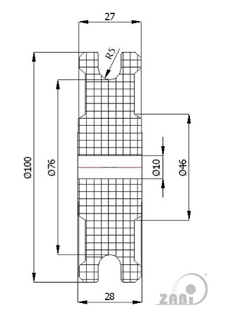 Rolki tworzywowe i metalowe, Rolki tworzywowe poliamidowe, Tworzywowe profilowane na linkę bez łożysk o symbolu C100/10
