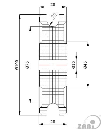 Rolki tworzywowe i metalowe, Rolki tworzywowe poliamidowe, Tworzywowe profilowane na linkę bez łożysk o symbolu C100/12