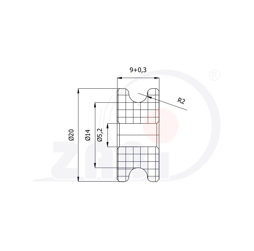 Ролики пластиковые и металлические, Ролики нейлоновые (полиамидные), Пластиковые профилированные под шпагат без подшипника с обозначением C20/4