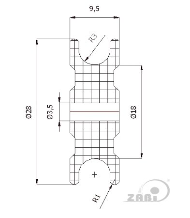Ролики пластиковые и металлические, Ролики нейлоновые (полиамидные), Пластиковые профилированные под шпагат без подшипника с обозначением C28/6