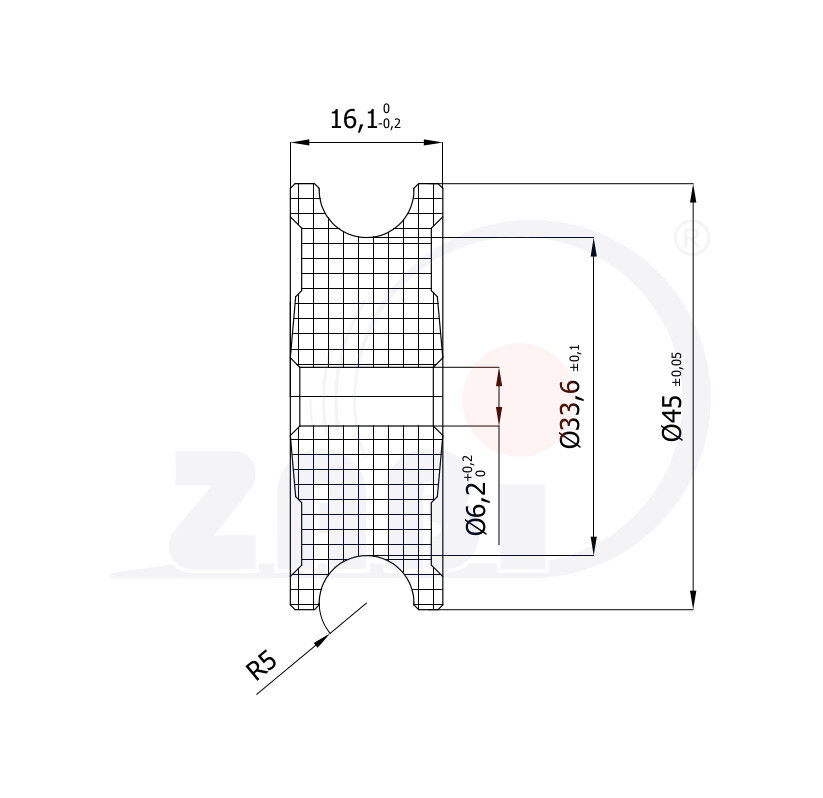 Ролики пластиковые и металлические, Ролики нейлоновые (полиамидные), Пластиковые профилированные под шпагат без подшипника с обозначением C45/10