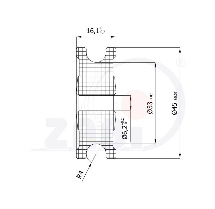 Ролики пластиковые и металлические, Ролики нейлоновые (полиамидные), Пластиковые профилированные под шпагат без подшипника с обозначением C45/8