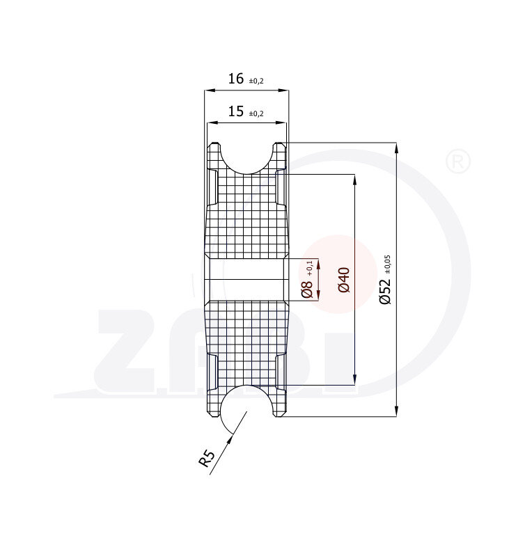 Ролики пластиковые и металлические, Ролики нейлоновые (полиамидные), Пластиковые профилированные под шпагат без подшипника с обозначением C52/10/8