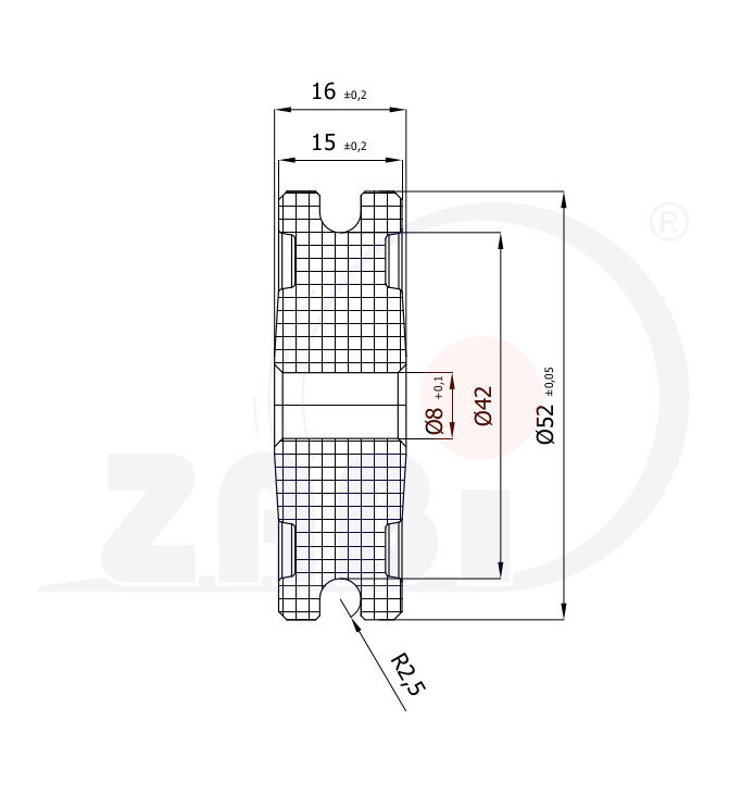 Ролики пластиковые и металлические, Ролики нейлоновые (полиамидные), Пластиковые профилированные под шпагат без подшипника с обозначением C52/5/8