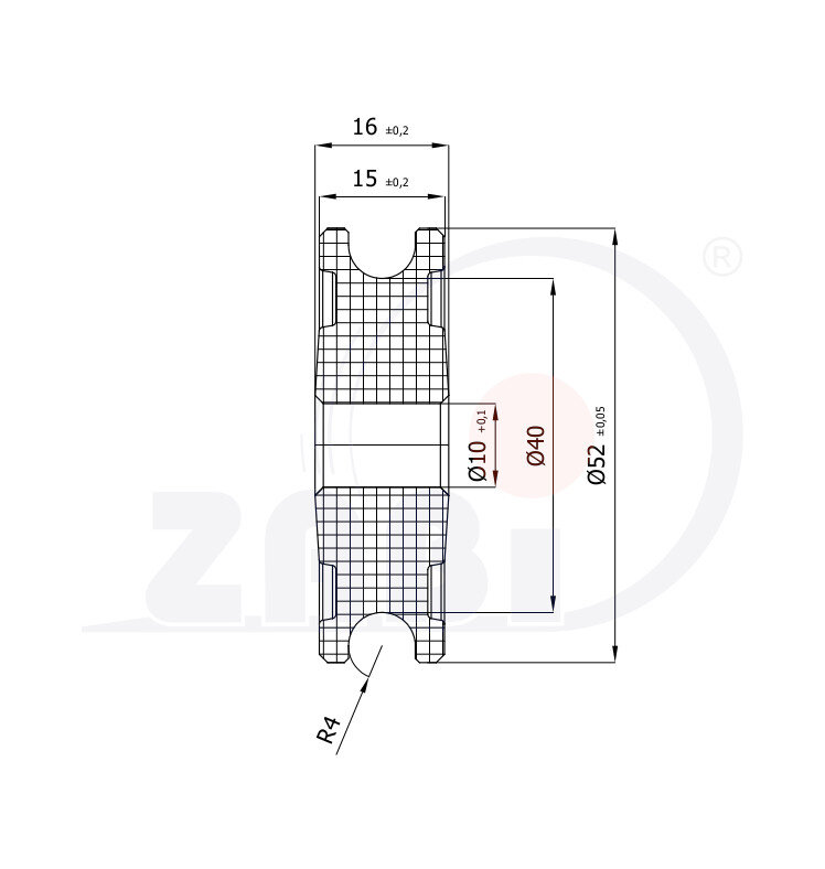 Ролики пластиковые и металлические, Ролики нейлоновые (полиамидные), Пластиковые профилированные под шпагат без подшипника с обозначением C52/8