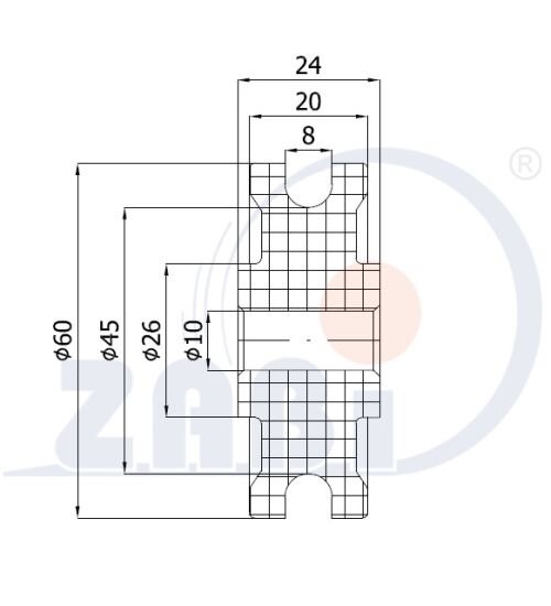 Ролики пластиковые и металлические, Ролики нейлоновые (полиамидные), Пластиковые профилированные под шпагат без подшипника с обозначением C60-24/8/10