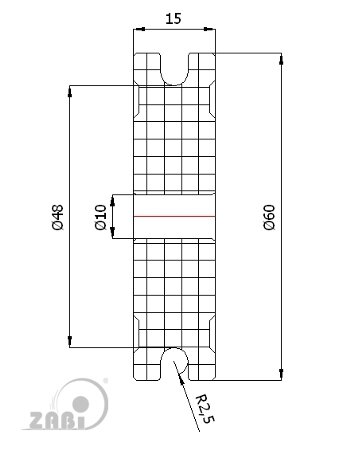 Ролики пластиковые и металлические, Ролики нейлоновые (полиамидные), Пластиковые профилированные под шпагат без подшипника с обозначением C60/5