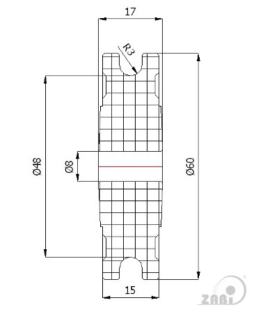 Ролики пластиковые и металлические, Ролики нейлоновые (полиамидные), Пластиковые профилированные под шпагат без подшипника с обозначением C60/6/8