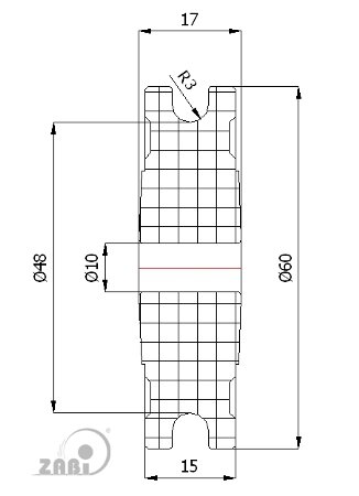 Ролики пластиковые и металлические, Ролики нейлоновые (полиамидные), Пластиковые профилированные под шпагат без подшипника с обозначением C60/6