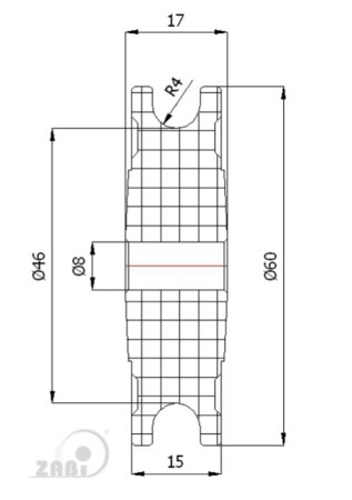 Ролики пластиковые и металлические, Ролики нейлоновые (полиамидные), Пластиковые профилированные под шпагат без подшипника с обозначением C60/8/8
