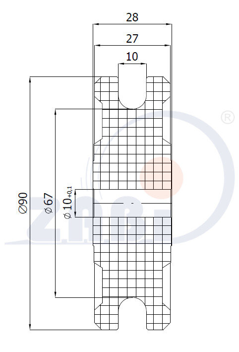 Rolki tworzywowe i metalowe, Rolki tworzywowe poliamidowe, Tworzywowe profilowane na linkę bez łożysk o symbolu C90/10