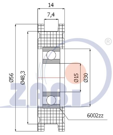 Ролики пластиковые и металлические, Ролики нейлоновые (полиамидные), Пластиковые профилированные с подшипником с обозначением C56/7Ł/15