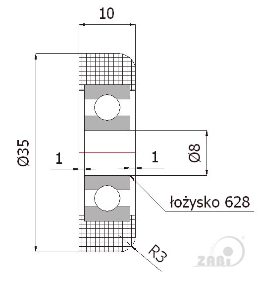 Ролики пластиковые и металлические, Ролики нейлоновые (полиамидные), Пластиковые к воротам с подшипником с обозначением R-35-10/8