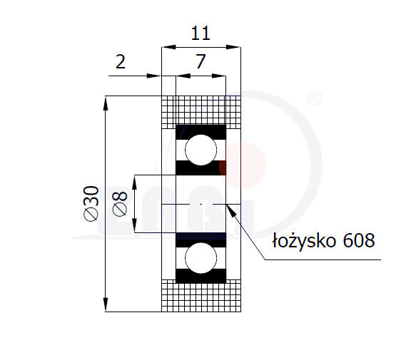 Ролики пластиковые и металлические, Ролики нейлоновые (полиамидные), Пластиковые простые с подшипником с обозначением R-30-11/8