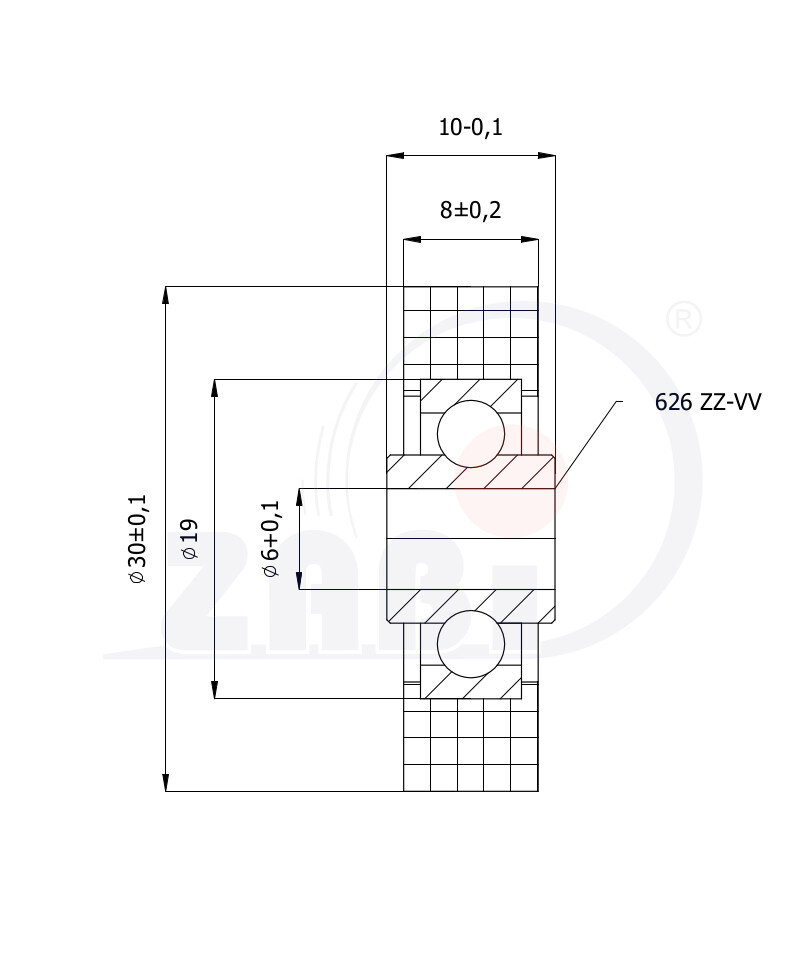 Ролики пластиковые и металлические, Ролики нейлоновые (полиамидные), Пластиковые простые с подшипником с обозначением R-30-8-10/6