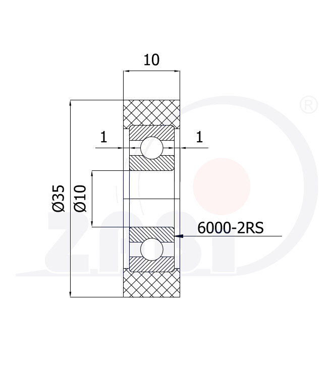 Ролики пластиковые и металлические, Ролики нейлоновые (полиамидные), Пластиковые простые с подшипником с обозначением R-35-10/10