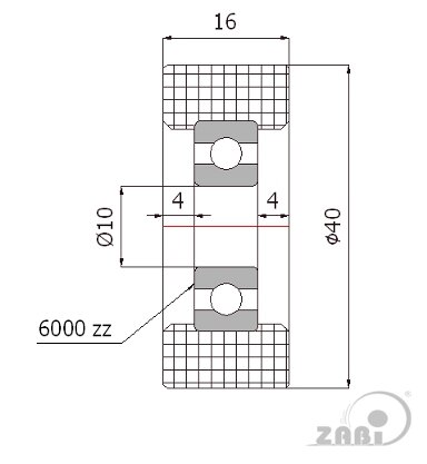 Ролики пластиковые и металлические, Ролики нейлоновые (полиамидные), Пластиковые простые с подшипником с обозначением R-40-16/10