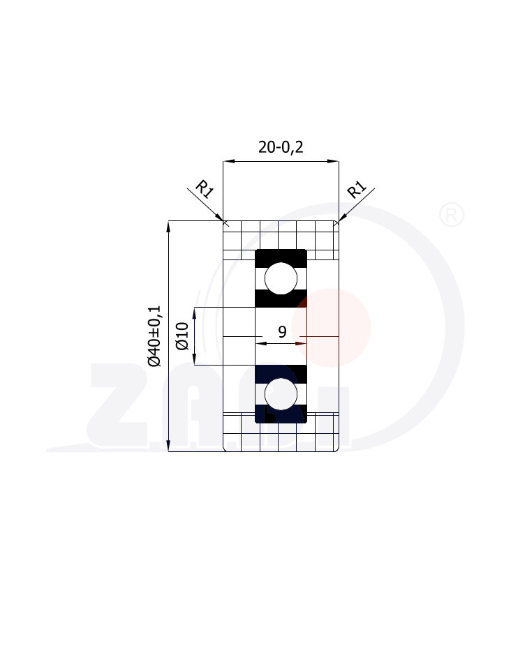 Ролики пластиковые и металлические, Ролики нейлоновые (полиамидные), Пластиковые простые с подшипником с обозначением R-40-20/10