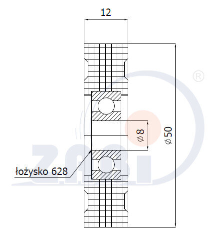 Ролики пластиковые и металлические, Ролики нейлоновые (полиамидные), Пластиковые простые с подшипником с обозначением R-50-12/8