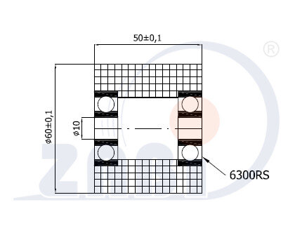 Rolki tworzywowe i metalowe, Rolki tworzywowe poliamidowe, Tworzywowe podwójnie łożyskowane o symbolu R-60-50/10