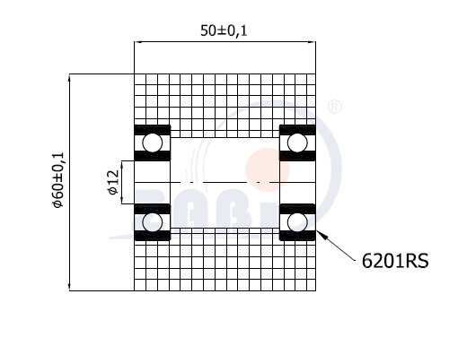 Rolki tworzywowe i metalowe, Rolki tworzywowe poliamidowe, Tworzywowe podwójnie łożyskowane o symbolu R-60-50/12