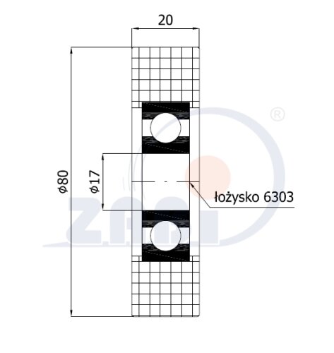 Ролики пластиковые и металлические, Ролики нейлоновые (полиамидные), Пластиковые простые с подшипником с обозначением R-80-20/17