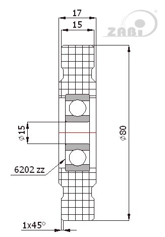 Ролики пластиковые и металлические, Ролики нейлоновые (полиамидные), Пластиковые простые с подшипником с обозначением R-80-17/15