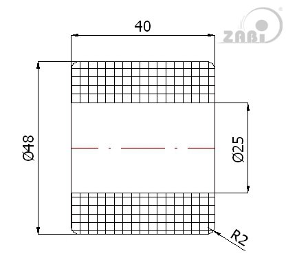 Ролики пластиковые и металлические, Ролики нейлоновые (полиамидные), Пластиковые простые без подшипника с обозначением RB-48-40/25