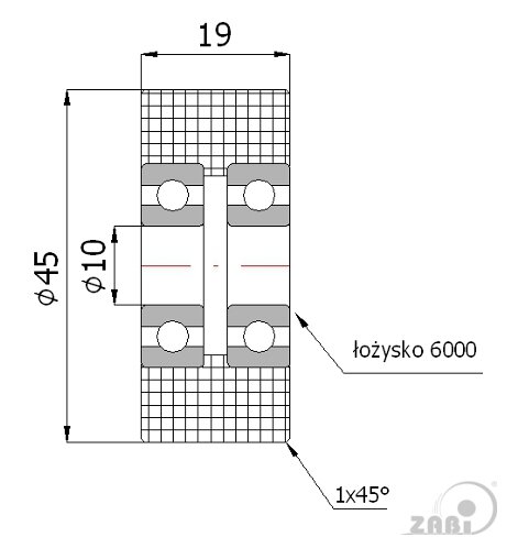 Ролики пластиковые и металлические, Ролики нейлоновые (полиамидные), Пластиковые двойные с подшипником с обозначением R-45-19/10