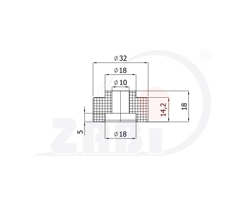 Rolki tworzywowe i metalowe, Rolki tworzywowe poliamidowe, Tworzywowe kształtowe o symbolu RB-32