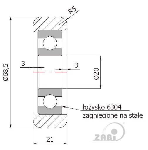 Ролики пластиковые и металлические, Ролики металлические, Для ворот с подшипником с обозначением RN-68,5/80