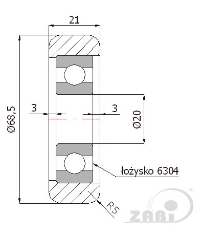 Ролики пластиковые и металлические, Ролики металлические, Для ворот с подшипником с обозначением RN-68,5/70