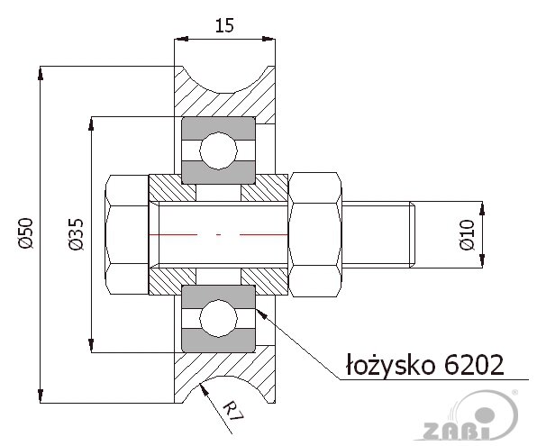 Ролики пластиковые и металлические, Ролики металлические, Для ворот к трубе с обозначением RJR-50-15