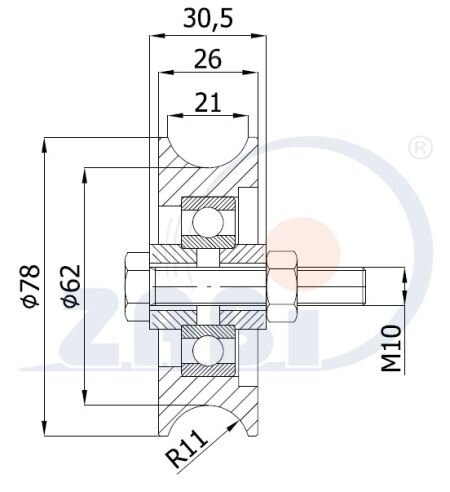 Ролики пластиковые и металлические, Ролики металлические, Для ворот к трубе с обозначением RJR-79-26
