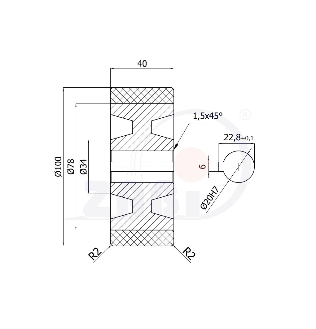 , Kunststoff- und Metallrollen, Antriebsrollen und räder mit dem Symbol 19MPK/20