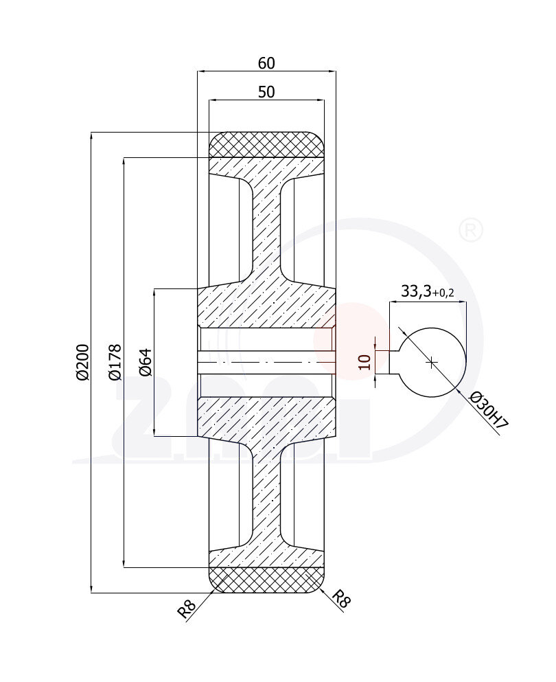 , Rolki tworzywowe i metalowe, Rolki i koła napędowe o symbolu 69ZPK/30