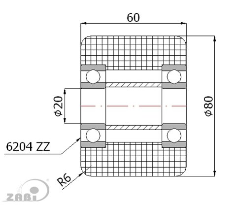 Ролики пластиковые и металлические, Ролики и колёса для гидравлических тележек, Полиамидные с обозначением R-80-60