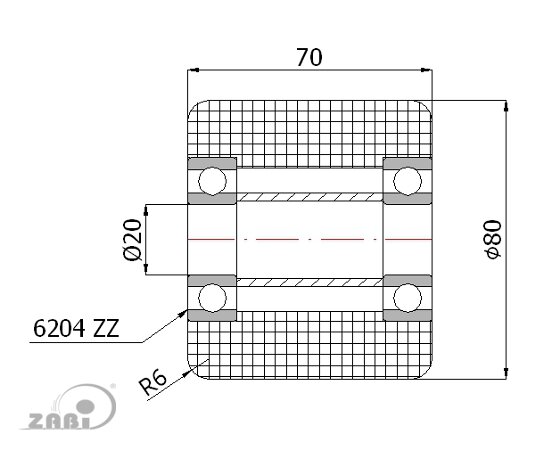 Ролики пластиковые и металлические, Ролики и колёса для гидравлических тележек, Полиамидные с обозначением R-80-70