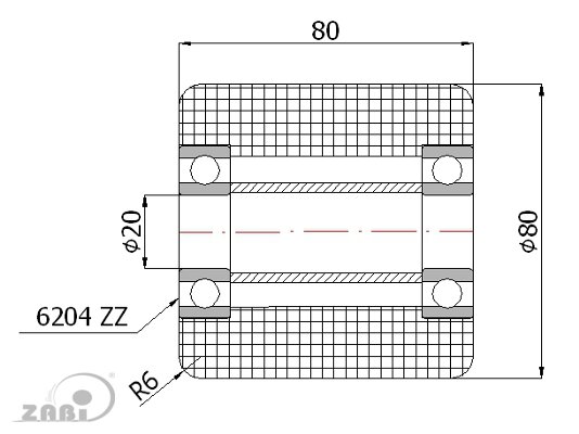 Ролики пластиковые и металлические, Ролики и колёса для гидравлических тележек, Полиамидные с обозначением R-80-80