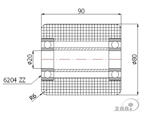 Ролики пластиковые и металлические, Ролики и колёса для гидравлических тележек, Полиамидные с обозначением R-80-90