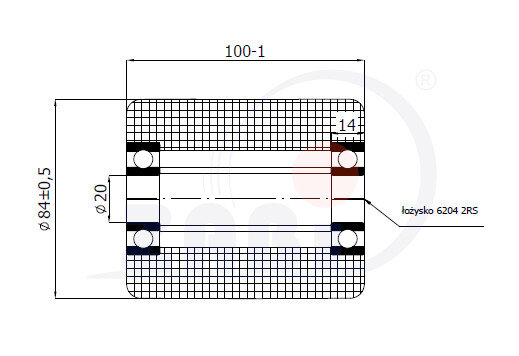 Kunststoff- und Metallrollen, Rollen und Räder für Palettenwagen, Polyamid-Rollen mit dem Symbol R-85-100/20