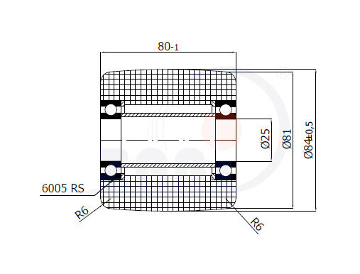 Rolki tworzywowe i metalowe, Rolki i koła do wózków paletowych, Poliamidowe o symbolu R-85-80/25