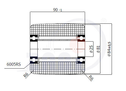 Rolki tworzywowe i metalowe, Rolki i koła do wózków paletowych, Poliamidowe o symbolu R-85-90/25