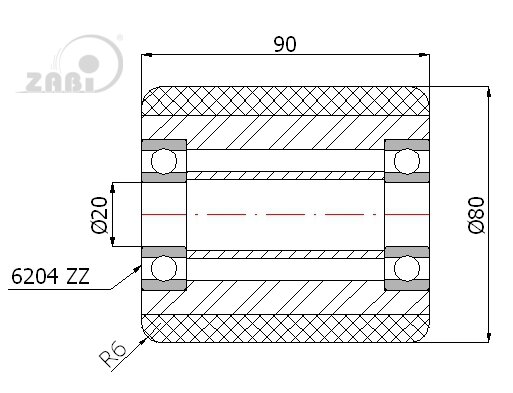 Ролики пластиковые и металлические, Ролики и колёса для гидравлических тележек, Алюминий- резиновые с обозначением RAG-80-90