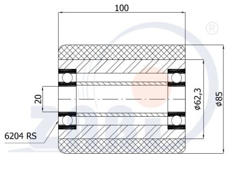 Ролики пластиковые и металлические, Ролики и колёса для гидравлических тележек, Алюминий- полиуретановые с обозначением RAP-85-100