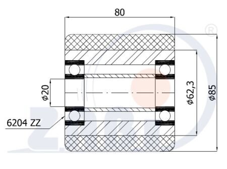 Ролики пластиковые и металлические, Ролики и колёса для гидравлических тележек, Алюминий- полиуретановые с обозначением RAP-85-80