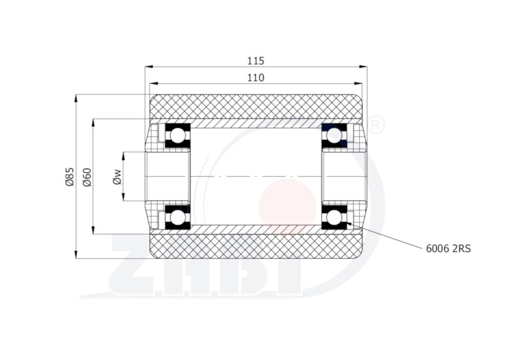 Ролики пластиковые и металлические, Ролики и колёса для гидравлических тележек, Алюминий- полиуретановые с обозначением RMP-85-110-115/25