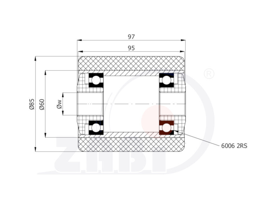 Ролики пластиковые и металлические, Ролики и колёса для гидравлических тележек, Алюминий- полиуретановые с обозначением RMP-85-95-97/25