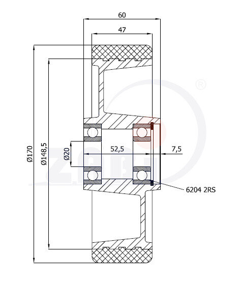 Ролики пластиковые и металлические, Ролики и колёса для гидравлических тележек, Отдельные колёса с обозначением A170PP
