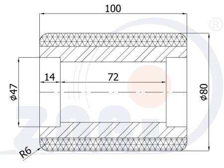 Ролики пластиковые и металлические, Ролики и колёса для гидравлических тележек, Алюминий- полиуретановые без подшипника с обозначением RAP-RB-80-100